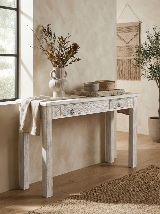 Alina Two Drawer Wooden Console Table
