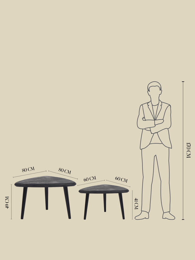 Cairo Wooden Nesting Coffee Tables - Black