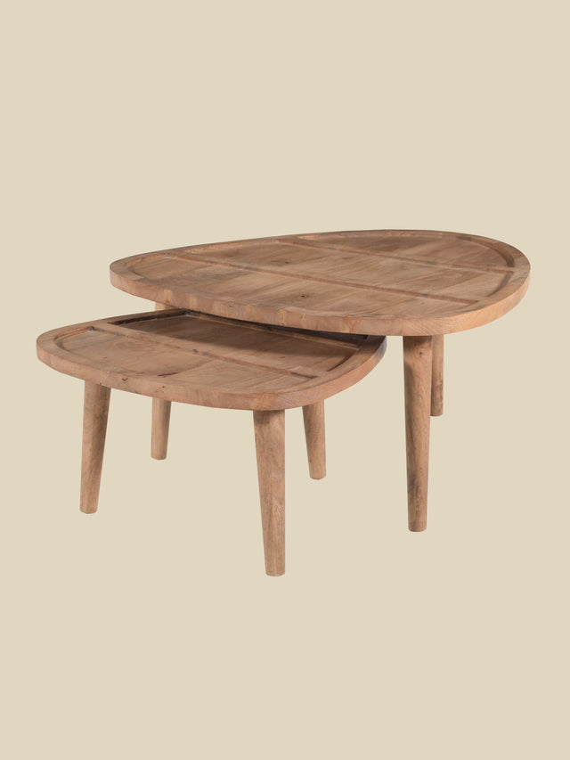 Cairo Wooden Nesting Coffee Tables - Natural