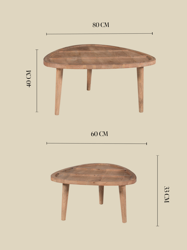 Cairo Wooden Nesting Coffee Tables - Natural