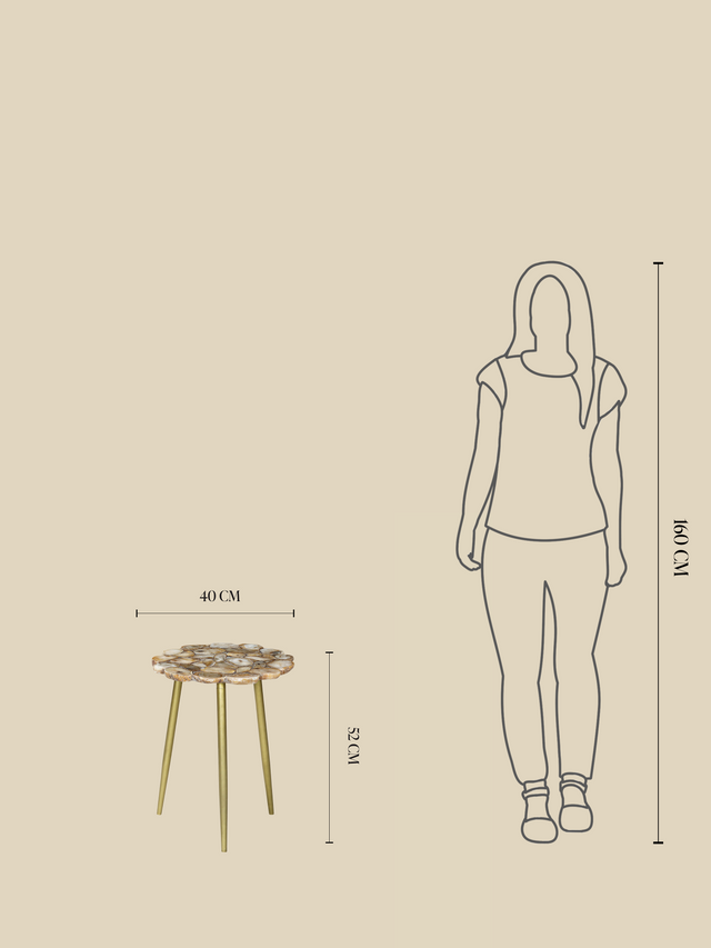 Damon Agate Side Table - Beige