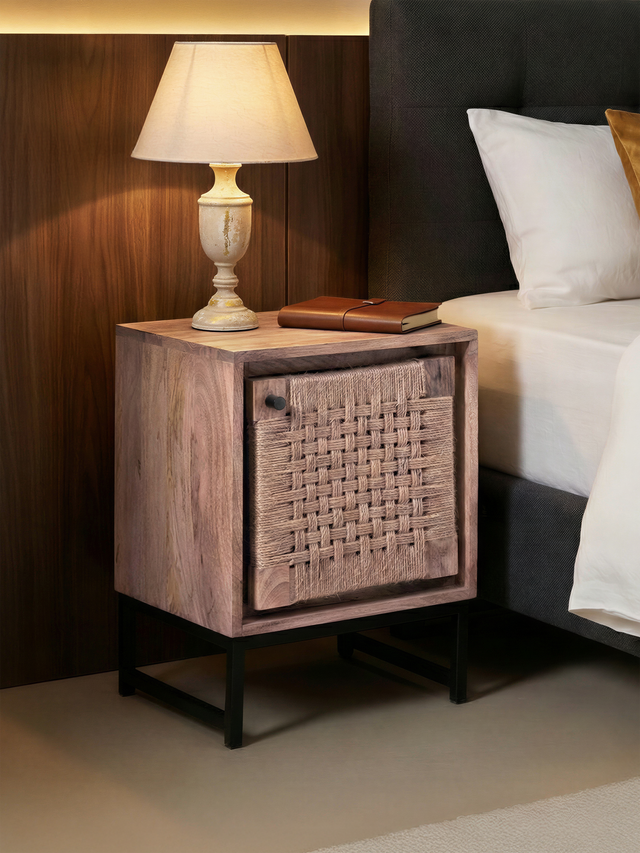 Rumana Mango Wood-Jute Side Table