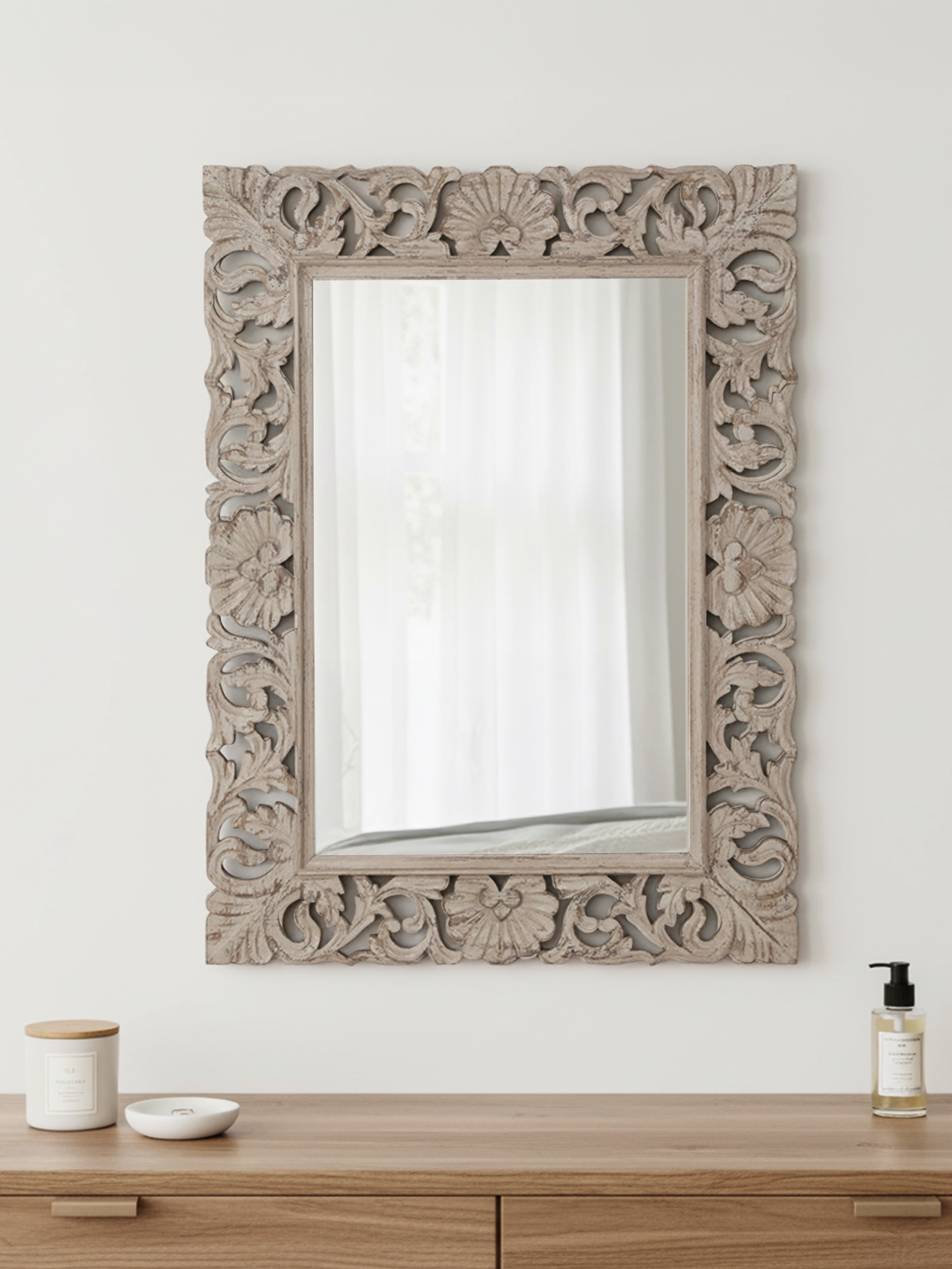 Naaz Carved Wooden Mirror