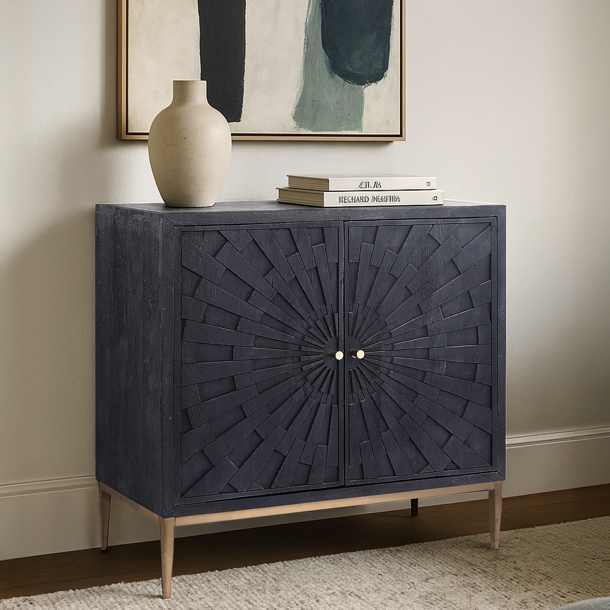 KLMです　美品drawer 黒ピーコート　金ボタン38 Verve Two Door Wooden Cabinet – FABLEROOM