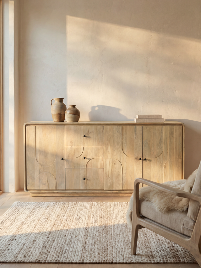 Luce Mango Wood Three Door Cabinet