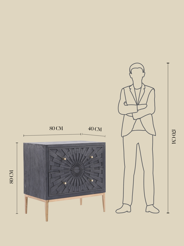 Amara Two Drawer Wooden Chest
