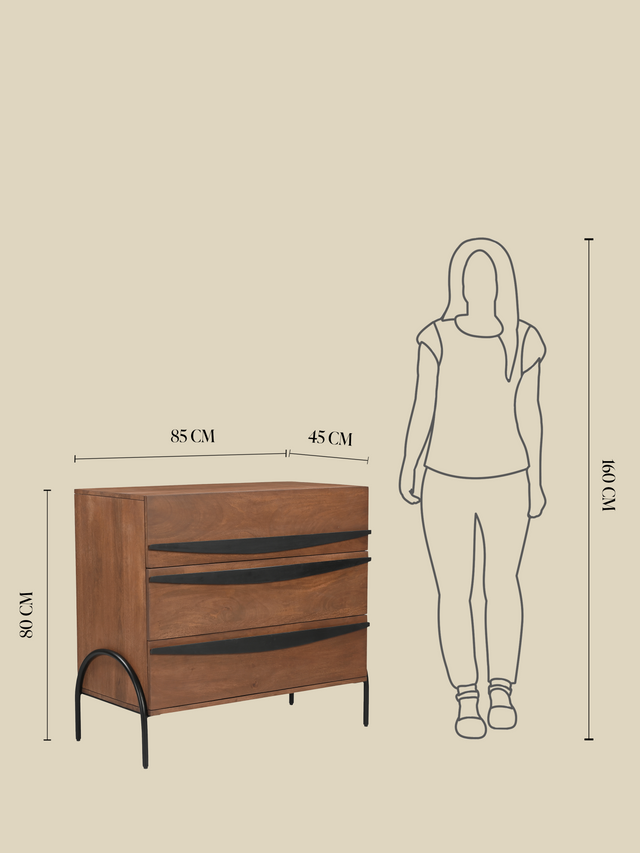 Danton Three Drawer Wooden Chest