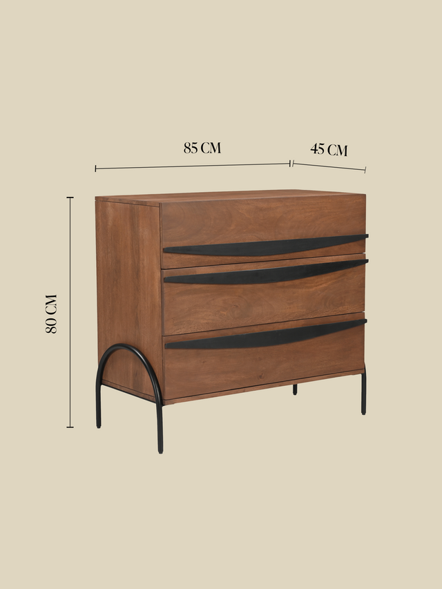 Danton Three Drawer Wooden Chest