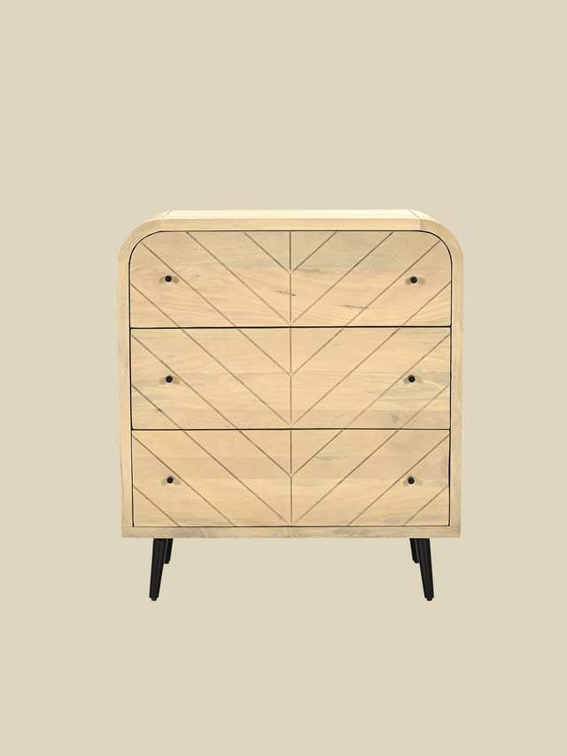 Cayman Three Drawer Wooden Chest