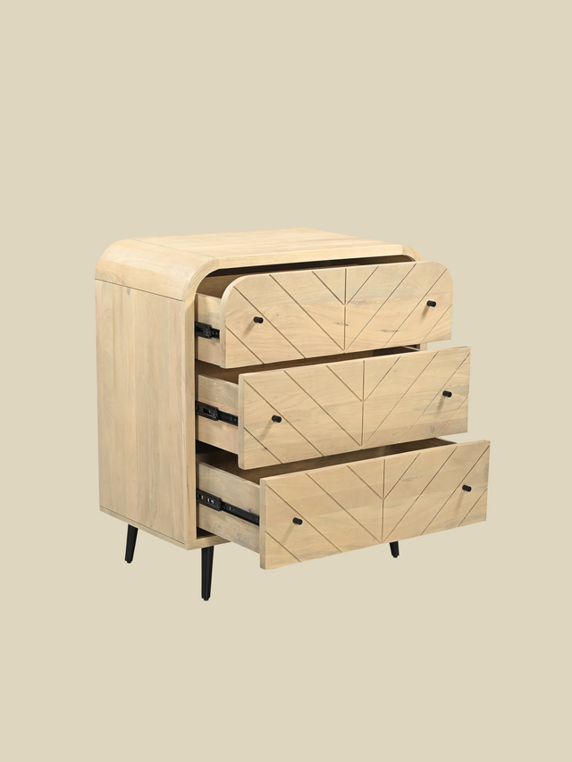 Cayman Three Drawer Wooden Chest