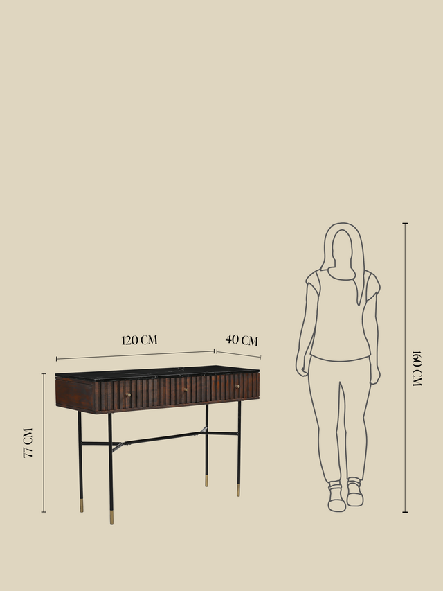 Monroe Black Marble Top Console Table