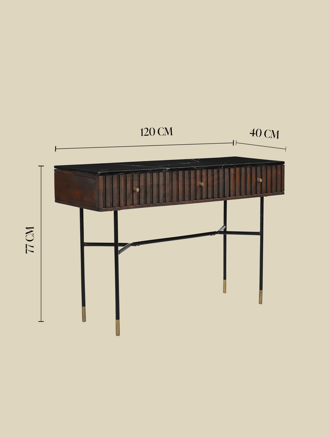 Monroe Black Marble Top Console Table