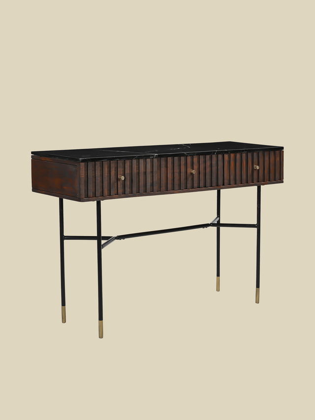 Monroe Black Marble Top Console Table