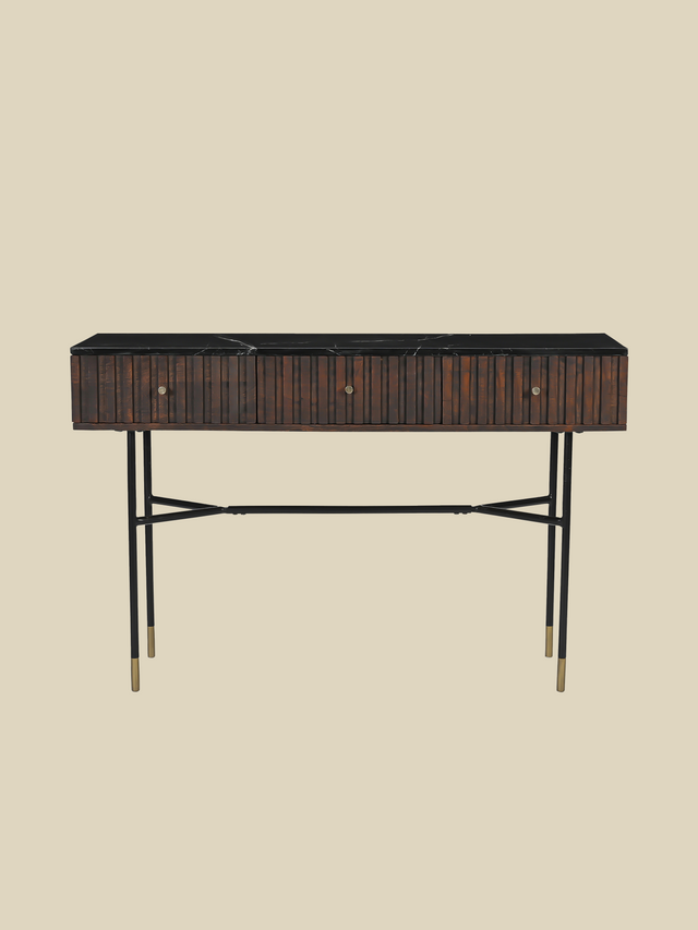 Monroe Black Marble Top Console Table
