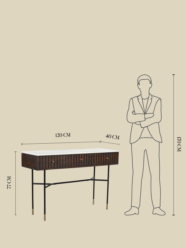 Monroe White Marble Top Console Table