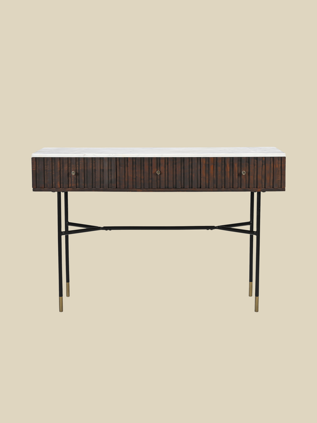 Monroe White Marble Top Console Table