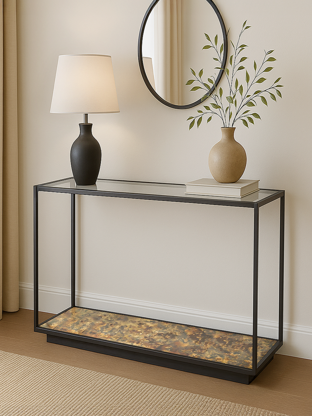 Nova Iron Console Table with Glass Top