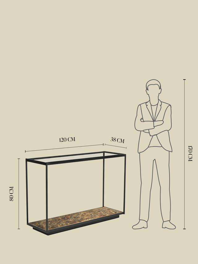 Nova Iron Console Table with Glass Top