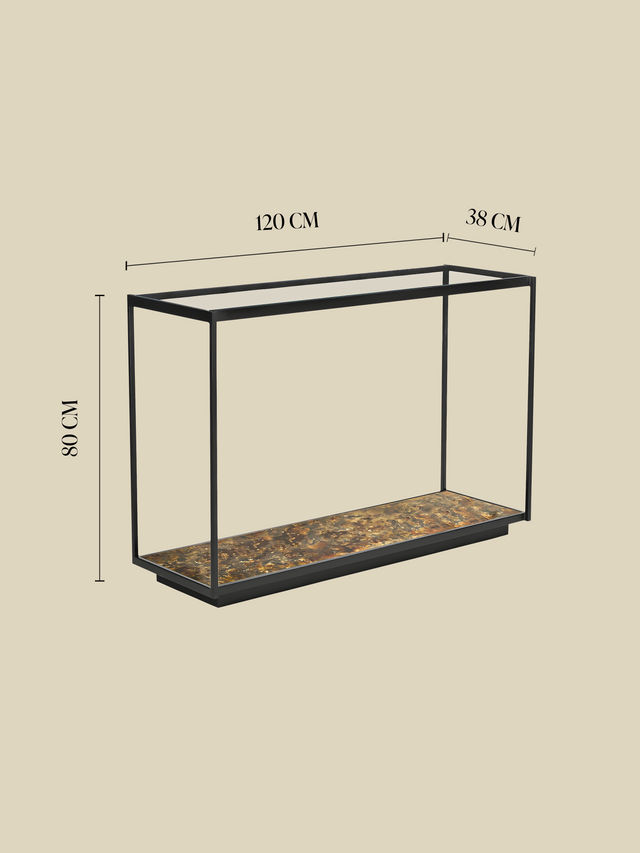 Nova Iron Console Table with Glass Top