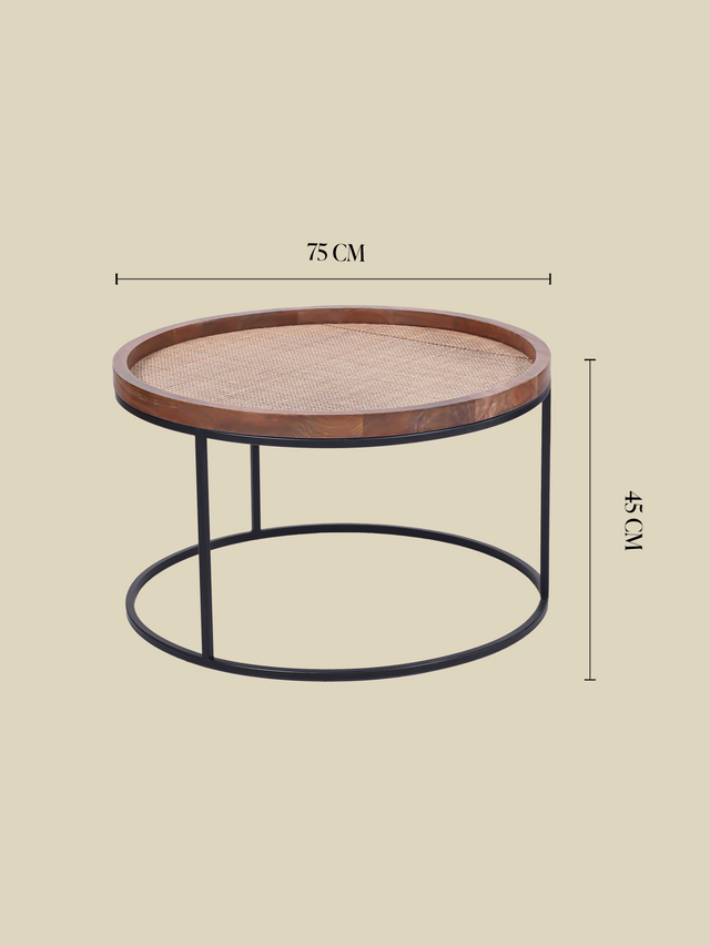 Paxon Wooden Coffee Table With Cane