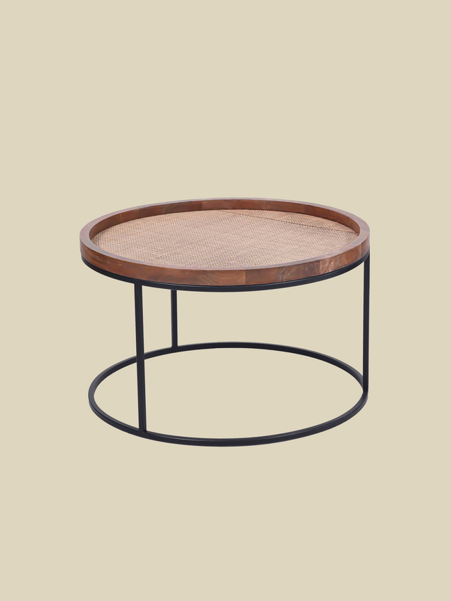 Paxon Wooden Coffee Table With Cane