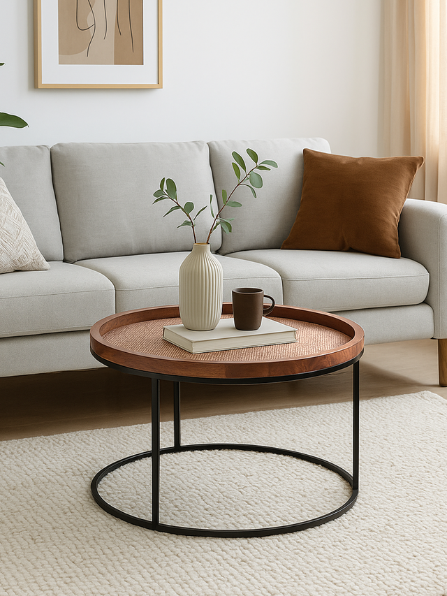 Paxon Wooden Coffee Table With Cane