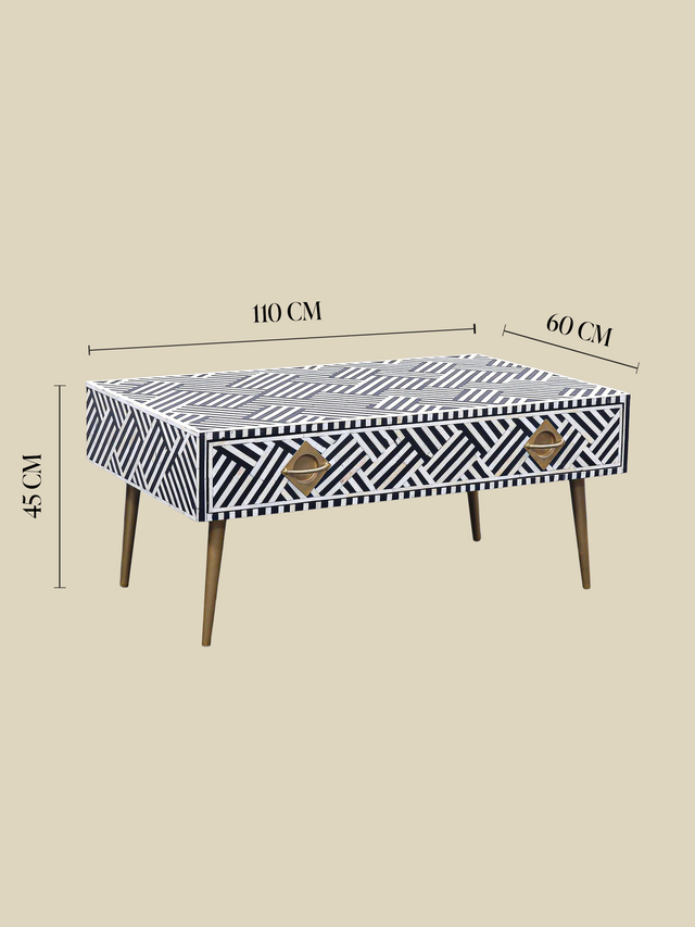 Rini One Drawer Bone Inlay Coffee Table