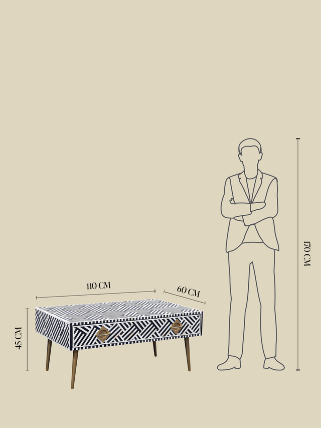 Rini One Drawer Bone Inlay Coffee Table
