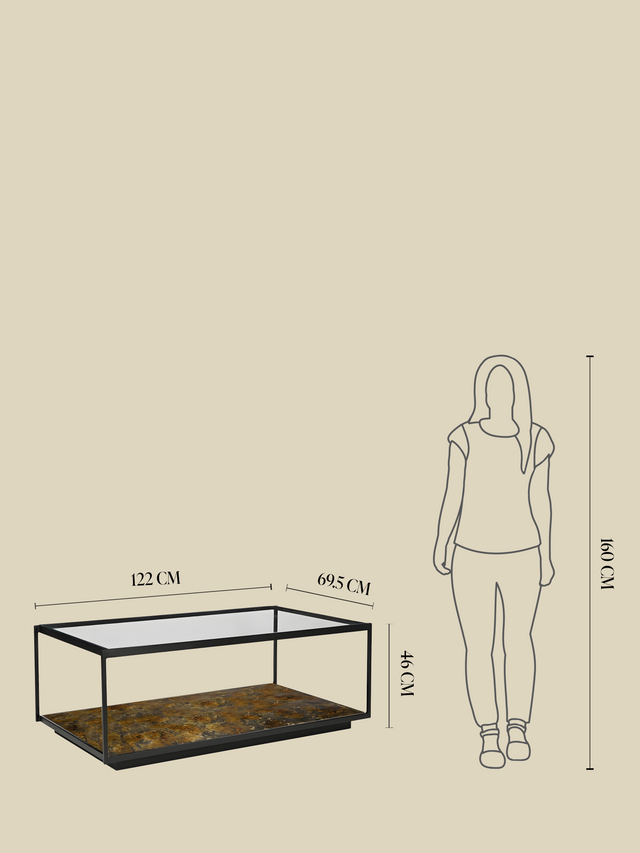Nova Iron Coffee Table With Glass Top