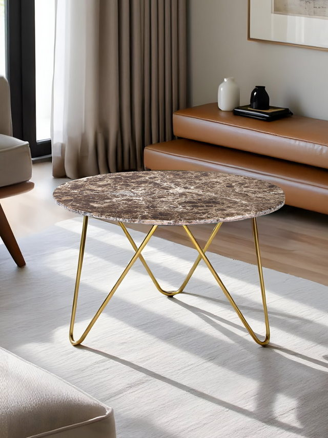 Aiden Marble Coffee Table - Gold Base