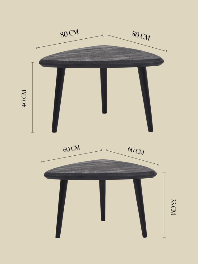Cairo Wooden Nesting Coffee Tables - Black