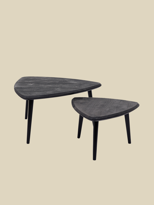 Cairo Wooden Nesting Coffee Tables - Black