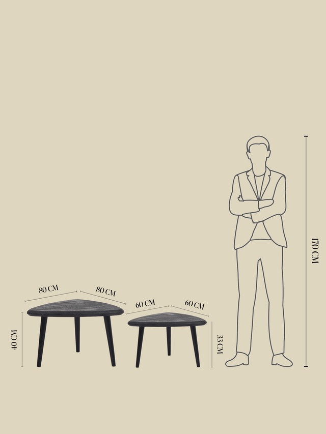 Cairo Wooden Nesting Coffee Tables - Black