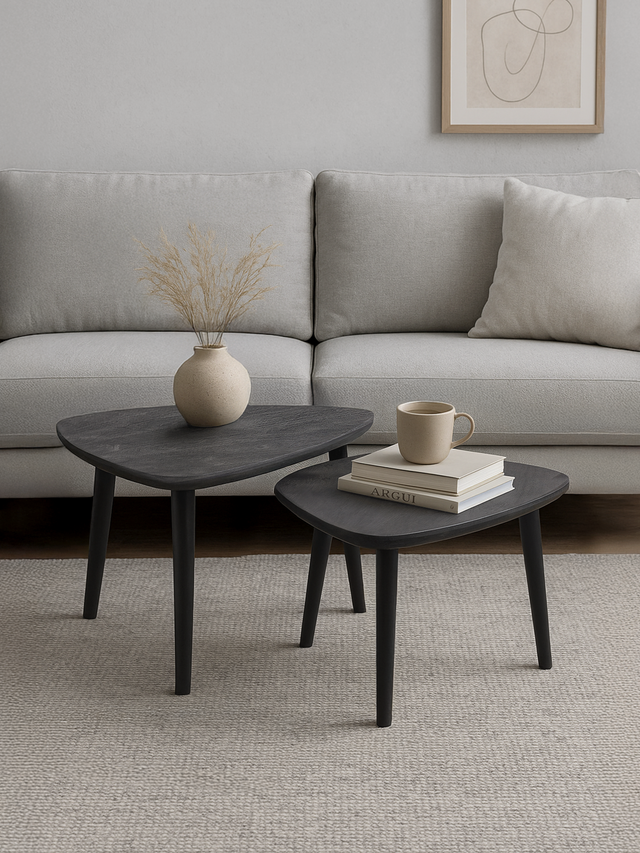 Cairo Wooden Nesting Coffee Tables - Black