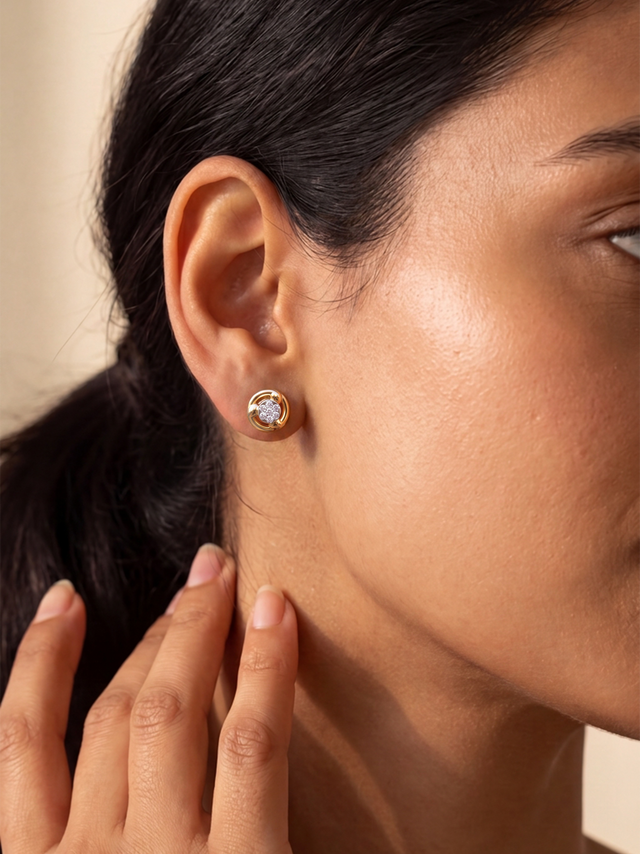 Lumina Lab Diamond Solitaire Studs - Yellow Gold Vermeil