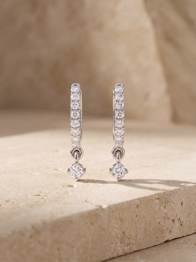 Sera Lab Diamond Drop Earrings - Sterling Silver