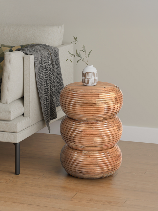 Kyra Totem-Shaped Wooden Side Table