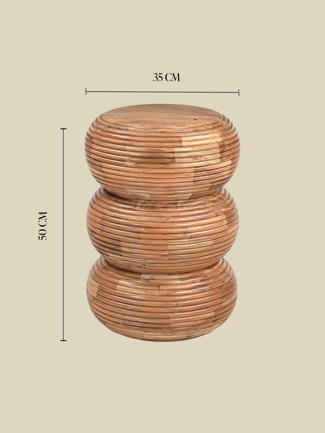 Kyra Totem-Shaped Wooden Side Table