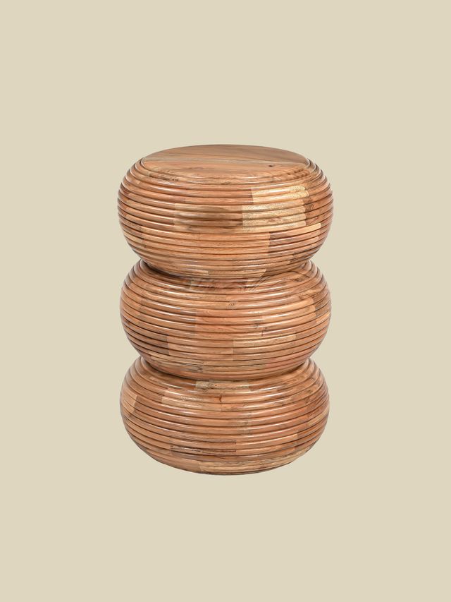 Kyra Totem-Shaped Wooden Side Table