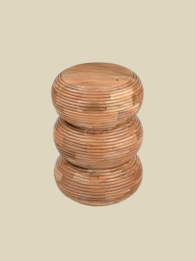 Kyra Totem-Shaped Wooden Side Table