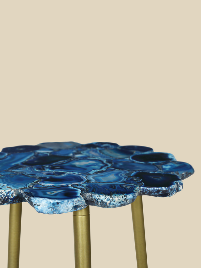 Damon Agate Side Table - Blue