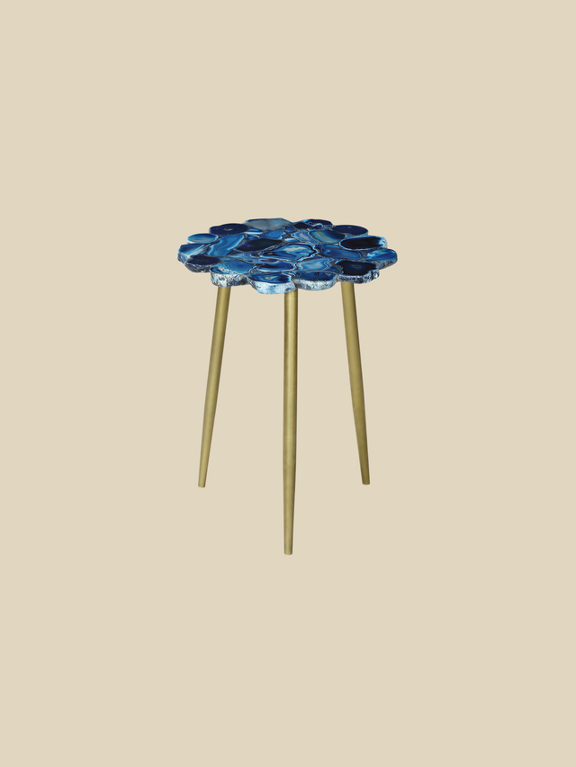 Damon Agate Side Table - Blue