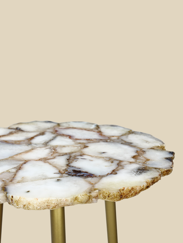 Damon Agate Side Table - Pearl