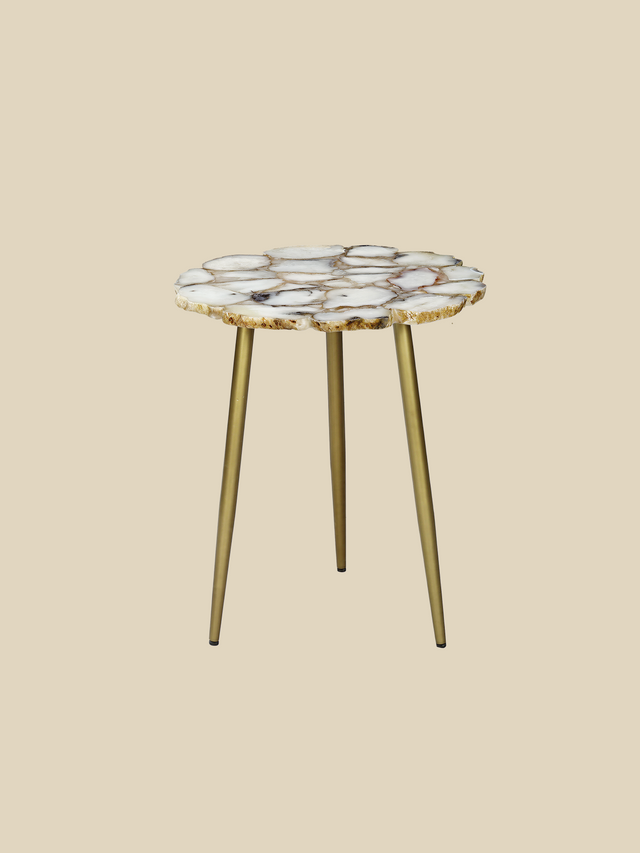 Damon Agate Side Table - Pearl