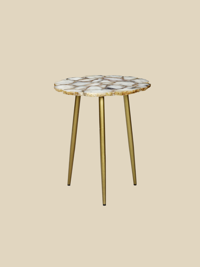 Damon Agate Side Table - Pearl