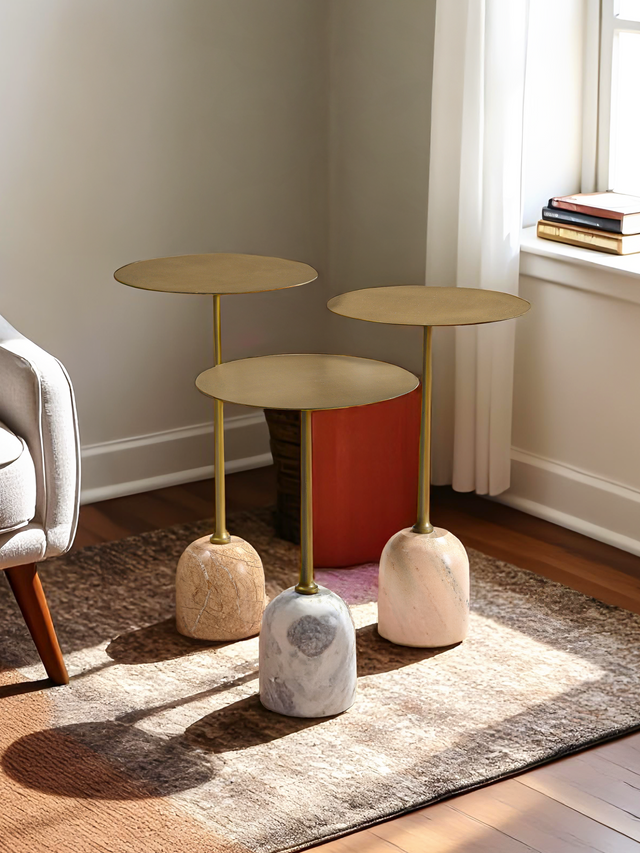 Edie Marble Base Side Tables - Set of 3