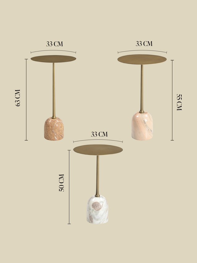 Edie Marble Base Side Tables - Set of 3