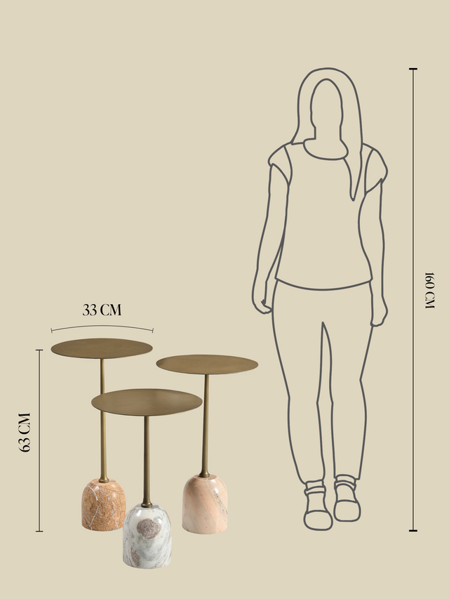 Edie Marble Base Side Tables - Set of 3