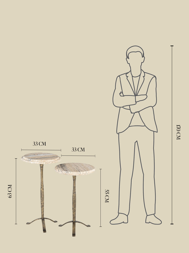 Silas Travertine Side Table Set