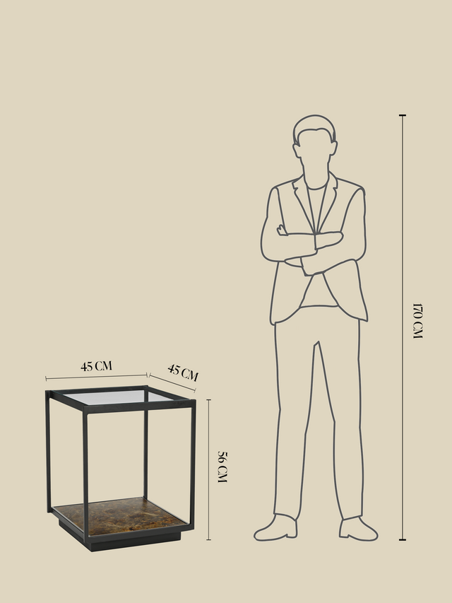 Nova Iron Side Table with Glass Top
